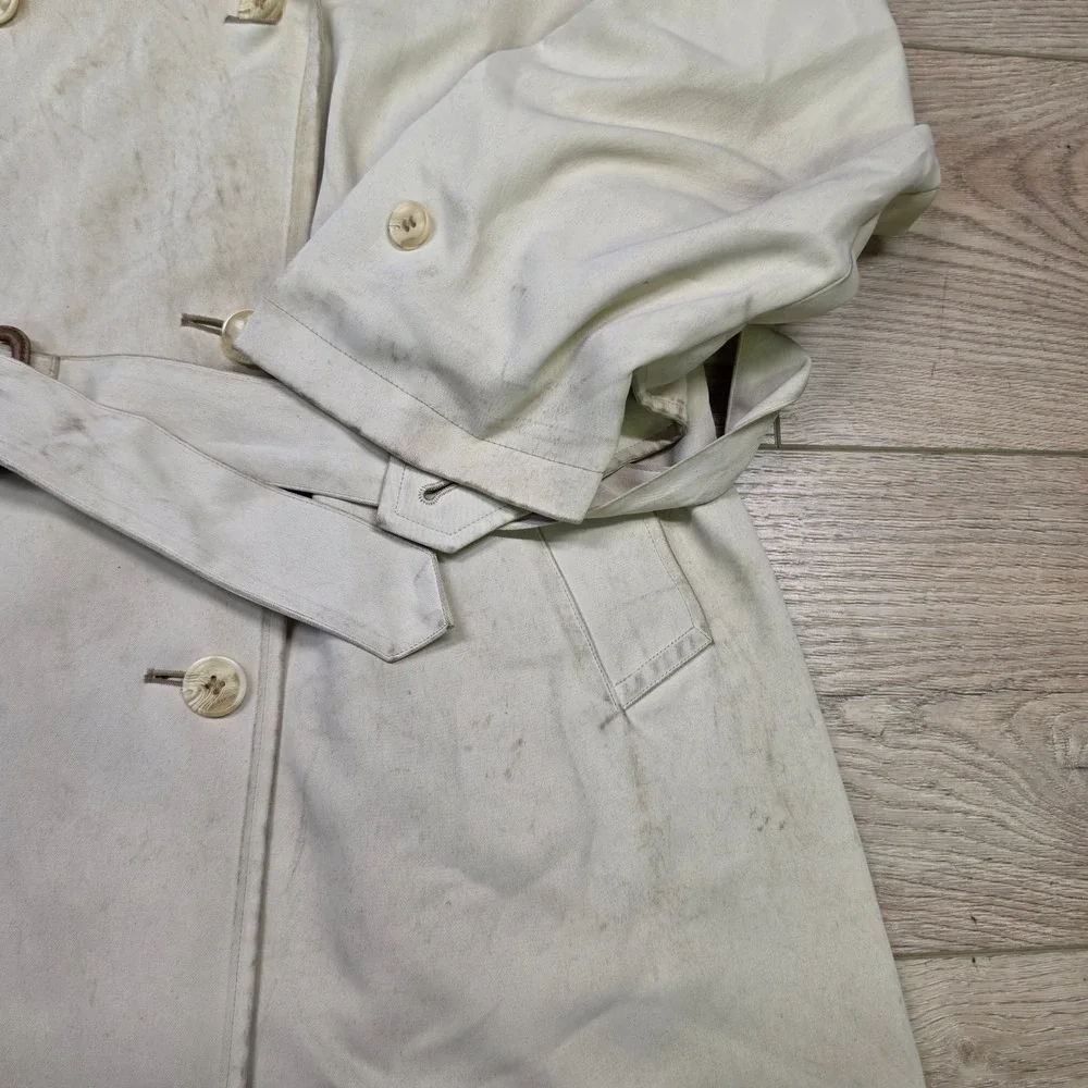 Burberry Trench Coat Womens Cream Fair Vintage Belted Nova Check Lining - Picture 4 of 16